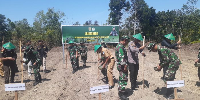 Kapolres Bangka Barat Hadiri Vicon Launching Ketahanan Pangan Wilayah Kodam II/Sriwijaya di Kodim 0431/Bangka Barat