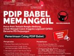 PDIP Babel Membuka Pendaftaran dan Memanggil Putra Putri Babel untuk Menjadi Calon Anggota Legislatif