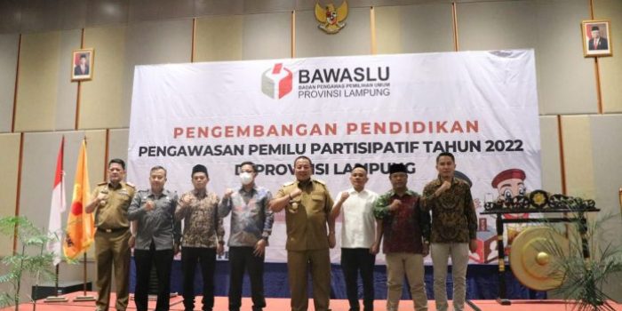 Gubernur Lampung Arinal Djunaidi Beri Sambutan di Acara Pengembangan Pengawasan Pemilu Pertisipatif Tahun 2022