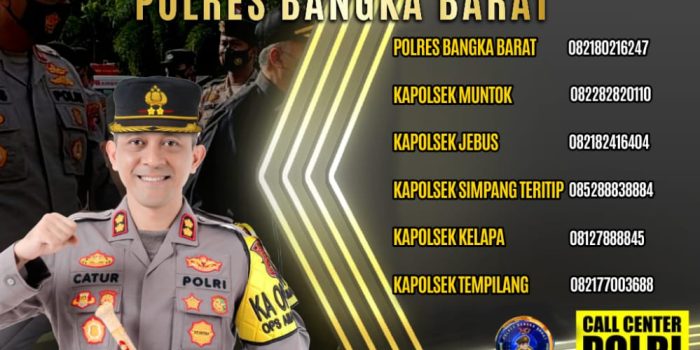 Polres Bangka Barat Umumkan Nomor Telepon dan WA Pengaduan Polsek Se-Bangka Barat