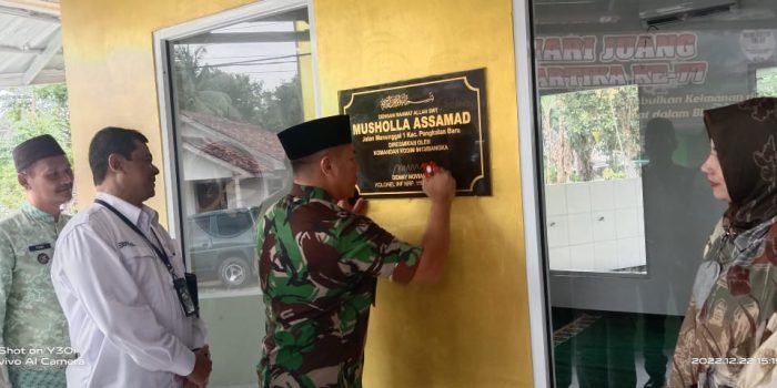 Dandim 0413/Bangka Kolonel Inf Denny Noviandi Resmikan Mushola Assamad Koramil 413/09 Pangkalan Baru