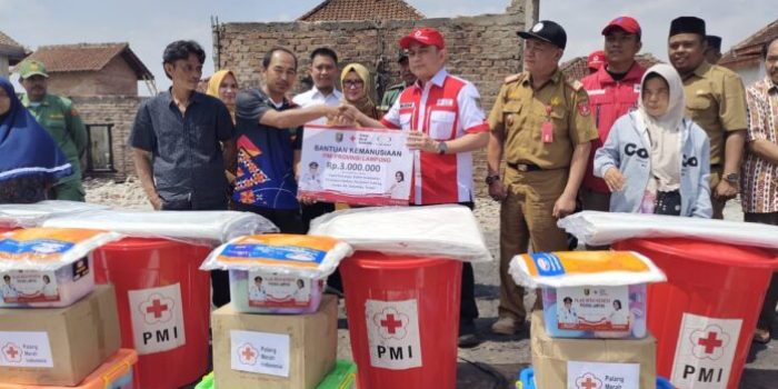 Pemprov Bersama PMI Lampung Salurkan Bantuan pada Warga Pasca Kebakaran di Pekon Sukananti