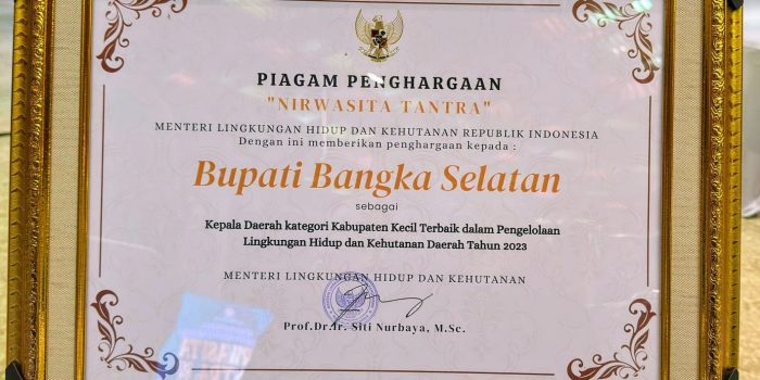 Bangka Selatan Raih Penghargaan Nirwasita Tantra 2023, Bupati Riza Makin Bersinar