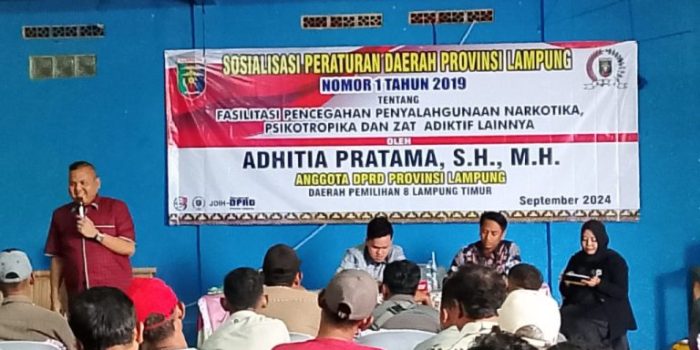 Adhitya Pratama Anggota DPRD Provinsi Lampung Gelar Sosperda No 1  Tahun 2016 di Braja Sakti