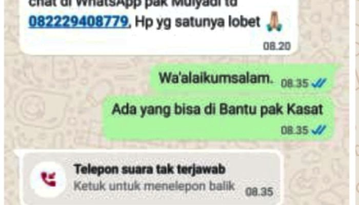 Hati Hati !! Nomor Handphone Tak Dikenak Mengatas Namakan Kompol Nazarudin Yusuf Kasat Reskrim Polresta Tangerang