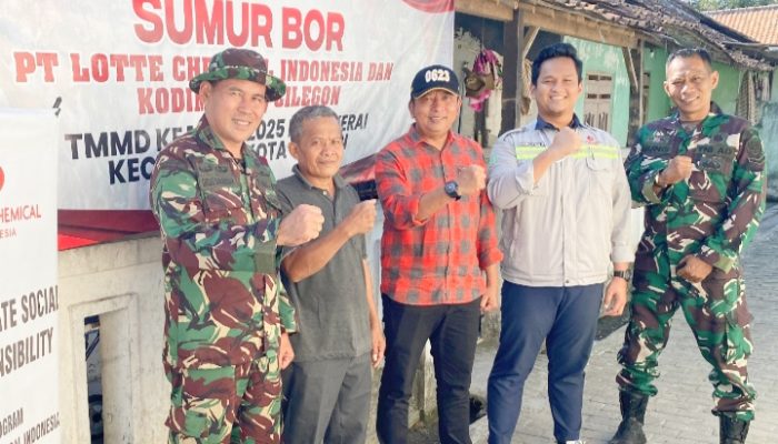 TMMD ke-125 Kodim 0623/Cilegon Bersama PT Lotte Chemical Indonesia Berhasil Bor Sumur di Lingkungan Sambidongkol