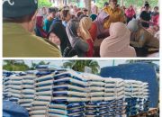 CV TMR Bagikan Beras ke 1.200 KK Warga Desa Bukit Layang dan Bantu Pembangunan Masjid