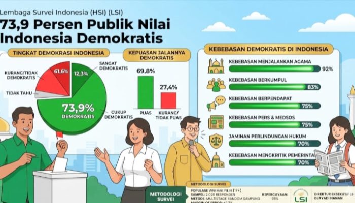 Survei LSI: 73,9 Persen Publik Nilai Indonesia Demokratis